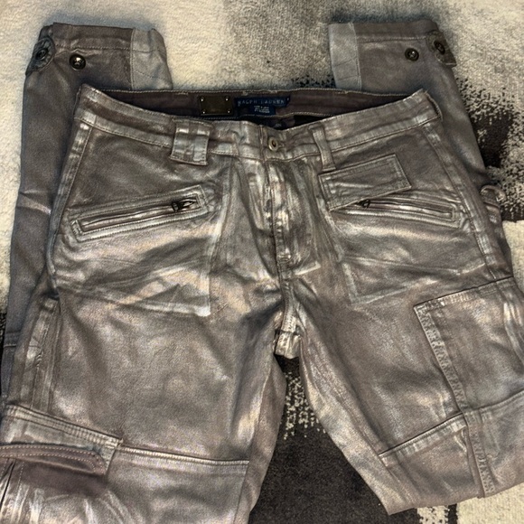 Ralph Lauren Silver Cargo Moto Jeans US Size 30 - Picture 6 of 9